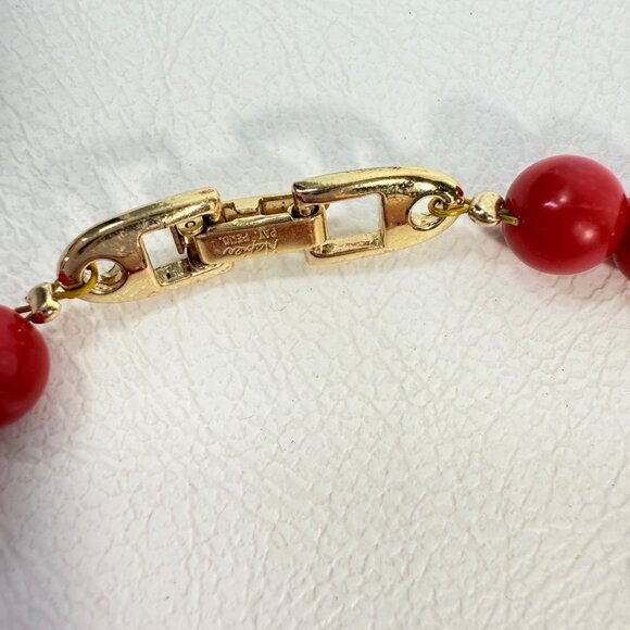 Vintage Napier Necklace Red Enamel Gold Tone Classic Chic 80s Signed - Picture 7 of 8